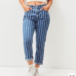 Pacsun firework stripe mom jeans size 25 blue striped denim high waist